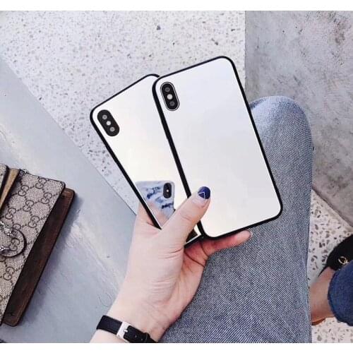 Luxury Tempered Glass Make-up Mirror Phone Case For iphoneX 8 8plus 7 7plus 6 6s 6plus Girls Cover Case