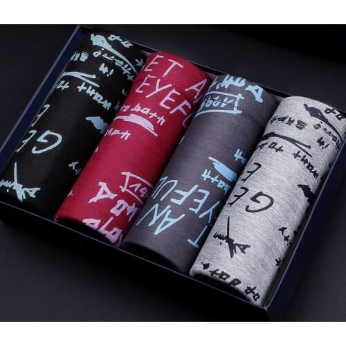 4Pcs/lot Sexy Men Boxers Print Men Boxer Male Underwear Boxer Breathable Underpants Comfortable Man Panties Ropa Interior Hombre