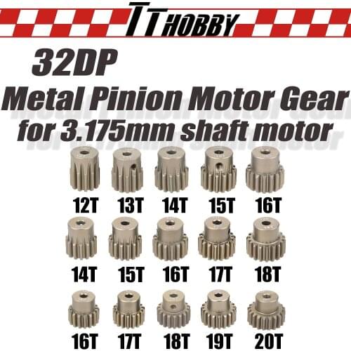 TTHOBBY 5PCS Rc Motor Gear 32DP Metal Pinion Motor Gears 3.175mm Shaft Motor 12T 13T 14T 15T 16T 17T 18T 19T 20T for 1/10 RC Car