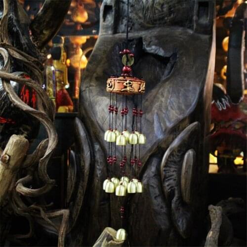 Amazing Yunnan Ethnic Craft Classic 19 Bells Windchime Copper Coins Carborundum Discs Beaded Wind Chimes Door Hanging Decoration