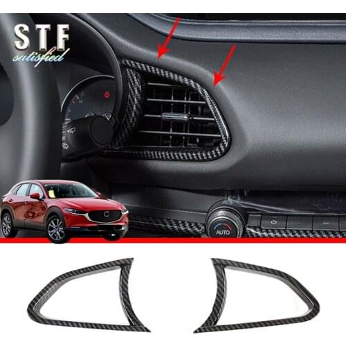Carbon Fiber Style Interior Air-Condition Vent Outlet Cover Trim For Mazda Cx-30 Cx30 2020 2021