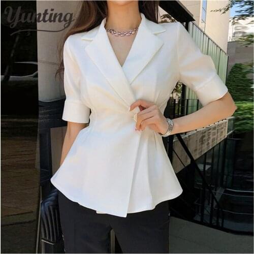 2021 Office Lady Coat Women OL Elegant Black White Blazer Jacket Outwear Autumn New Fashion Blazers