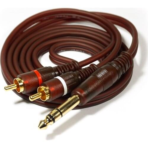 1/4 inch Male TRS Stereo Plug to 2 RCA Phono Male Audio Y Splitter Cable Audio Cable 6.35mm TRS to Dual RCA Male to Male (1.5M)