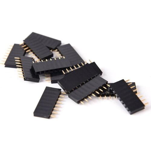 10pcs/lot Pin Header 8 pin 2.54MM 11MM Long Needle Female Pin Header Strip Stackable Header Connector 8pin