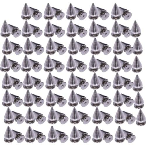 100pcs/set 9.5mm Silver Cone Spikes Screwback Studs DIY Craft Cool Rivets Punk
