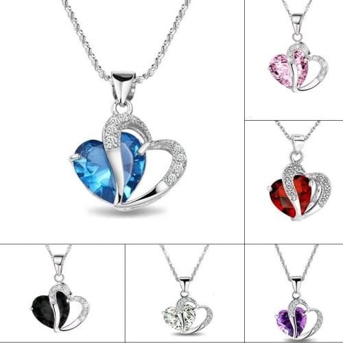 2021 Heart Pendant Necklaces For Women Girl Chain Charm Crystal Pendants Female Jewelry Accessories ValentineS Day Gift Hot