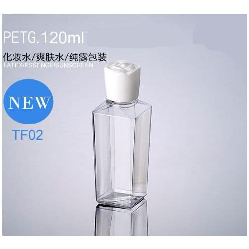 300PCS/LOT 120ml Empty Pastic PETG Transparent Bottle,120cc Plastic cosmetic container with White Rose Cap