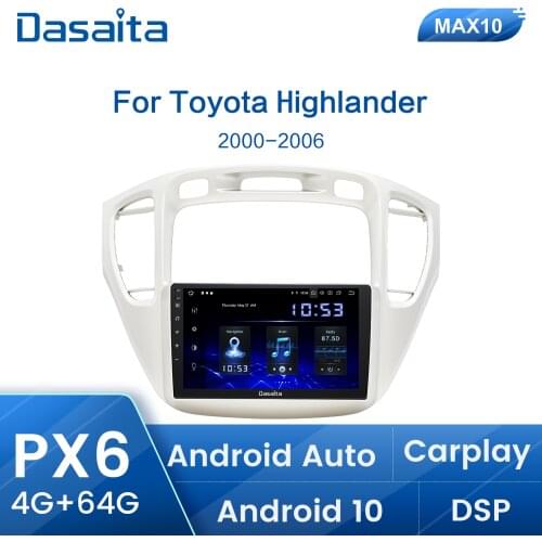 Dasaita 9" Android 10.0 Car Radio GPS Navigation Multimedia Player DSP 1 Din Carplay for Toyota highlander 2000-2006 Head Unit