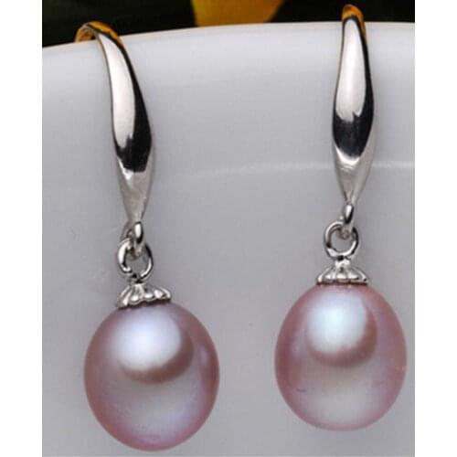 Free shipping HOT 10-12MM AAA+SOUTH SEA PURPLE NATURAL PEARL EARRING HOOK 925silver