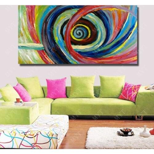 Free delivery knife painting, large hand-painted abstract circles, oil painting canvas office living room