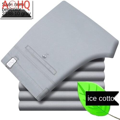 Modal Cotton Summer Flat Suit Pants For Men Clothing Straight Loose High Waist Black Khaki Business Formal Dress Trousers Men