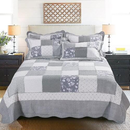 CHAUSUB American Vintage Patchwork Quilt Set 3pcs/4pcs Washed Cotton Coverlets Bedspread Bed Sheets Quilted Bedding King Size