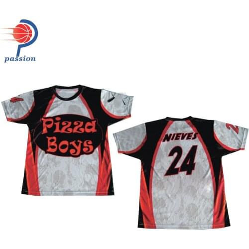 Custom Black Red White Crew Neck Softball Team Shirts For Sale