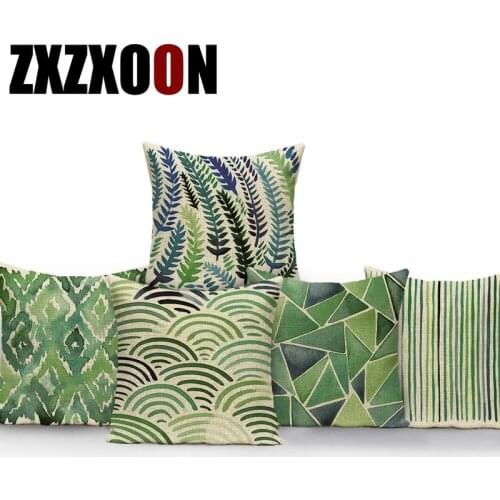 Decorative Throw Pillows Case Tropical Green Cactus Palm Leaf Polyester Sofa Cushion Cover for Living Room Capa De Almofadas