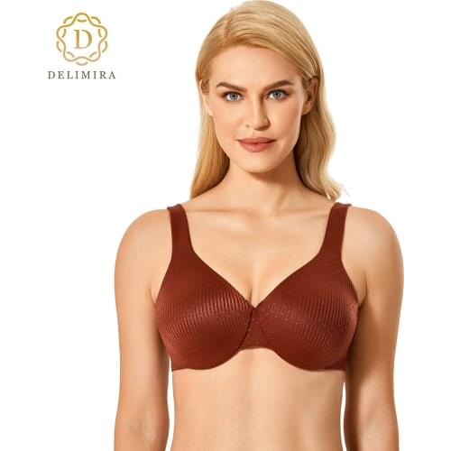 DELIMIRA Womens Plus Size Minimizer Bra Seamless Floral Unlined Underwire Full Coverage