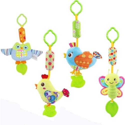 Baby 39cm Plush Rattle Toys Animal pillow Hand Bells Sound Plush Baby Toy Newborn Gift Animal Owl Bee Chicken Bird Doll M0244