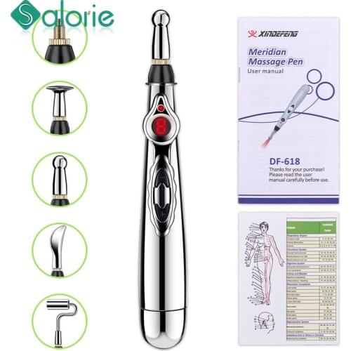 Dropshipping 5 Heads Electronic Acupuncture Pen Electric Meridians Laser Therapy Heal Massage Pen Energy Pen Relief Pain Tools