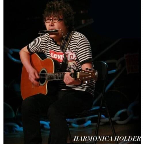 Easttop10 Holes Harmonica Holder Mouth Organ Stand MundHarmonika Neck Harp Rack -Metal black gaita blues holder