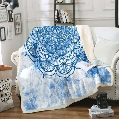 Mandala Flower Blanket 3D Print Fleece Blankets For Beds Home Textile Luxury Adult Gift Warm Bedspread Soft Winter Bohemia Style