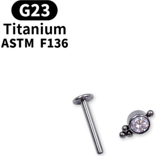 G23 Titanium Labret Lip Rings Clear Zircon Ear Cartilage Tragus Helix Earrings Labret Stud Body Piercing Jewelry for Women