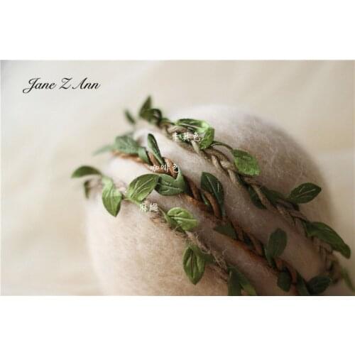 Forest green leaf braided headband newborn full moon 1 year photography headwear head studio shooting accessories