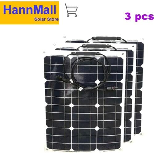 HannMall High Efficiency Flexible Solar Panel 12v 35w Monocrystalline Solar Charger Battery Rv Motorhome Camping Car Caravan