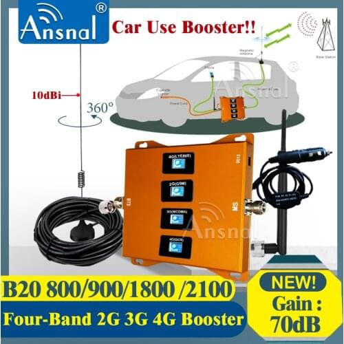 Car Use!! B20 4G LTE 800/900/1800/2100mhz Four-Band Cellular Amplifier GSM Mobile Signal Booster 2G 3G 4G LTE Cellular Repeater