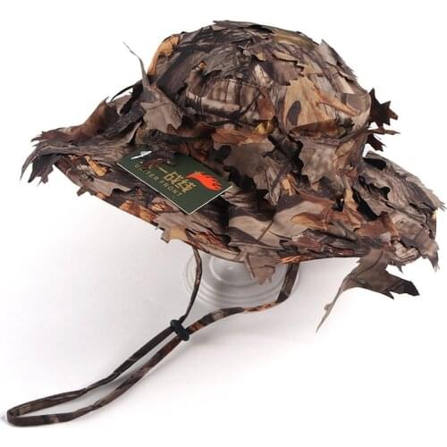 Camouflage Effect 3D Leaves Hat Polyester Tactical Outdoor Fishing Flat Cap Casual Quick Drying Hunting Jungle Caps Unisex