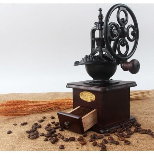Coffee Bean Grinders Coffee Maker Bean Shredder Manual Ferris Wheel Mini Vintage Hand-made Ground Coffee Tools Wood Machine 1set