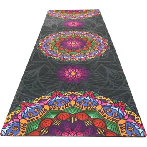 Grey printing yoga fitness mat suede rubber non-slip health yoga flower mat factory outlet practice mat with ncie design