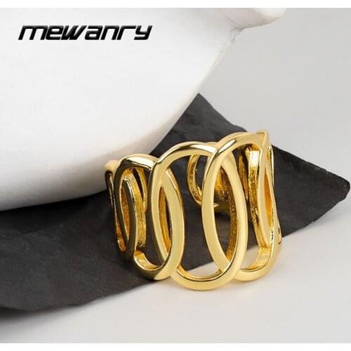 Mewanry 925 Sterling Silver Wide Rings 2021 Trend Punk Hip Hop Vintage Creative Hollow Design Party Jewelry Girls Accessories