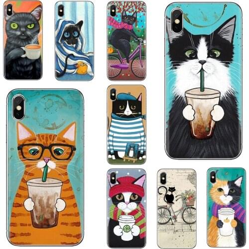 Soft TPU Covers For Xiaomi Redmi 2 S2 3 3S 4 4A 5 5A 5 6 6A 7A 9 9T 9C 9A Pro Pocophone F1 Coffee Milk Drink Bottle Cat