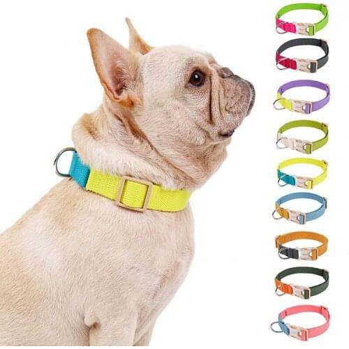 Dog Nylon Collar Pet Two-color Collar Puppy Harness Soft French Bulldog Pets Supplies Chihuahua Accesorios Fashion Necklace