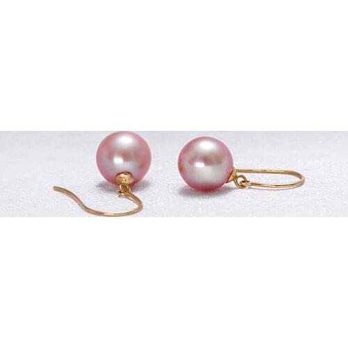 CHARMING PAIR OF AAA10-11MM SOUTH SEA LAVENDER PEARL EARRING 14 MENTAL