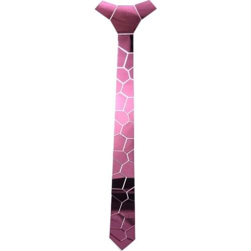 Magenta Mirror Cutting Stone Acrylic Fashion Necktie Lovely Pink Luxury Metallic Wedding Ties Bling bling Men Fashion Neck Ties
