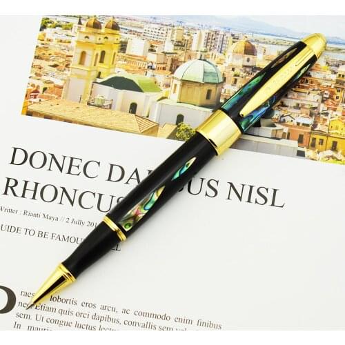 Duke Real Seashell Rollerball Pen, Beautiful Bright Pearl In The Dark Green Sea Fine Point Collection Gift Pen & Wooden Gift Box