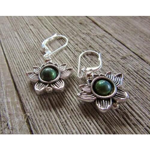 Color change earrings, lotus jewelry, zen style gift, mood bead earrings, yoga jewelry