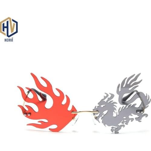 Frameless Irregular Sunglasses Woman Transparent Color Lens Prom Party Decoration Unisex UV400 gafas de sol