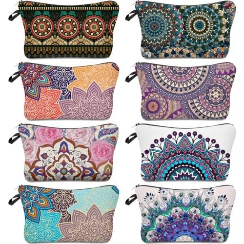 Makeup Bag Mandala Flowers 12 Kinds Pattern 2021 New Fashion Cosmetic Multiple Color Multifunction Waterproof Women Girls Style