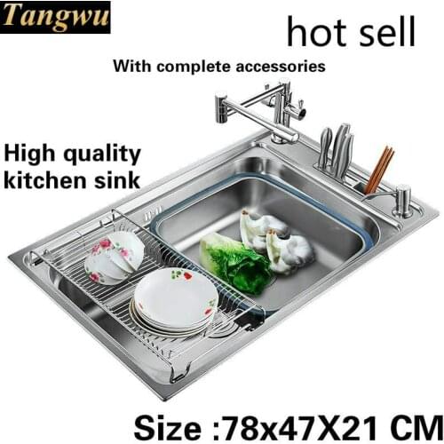 Tangwu Multi-function fashion food-grade 304 stainless steel kitchen sink large single slot 78x47x21 CM