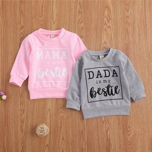 Newborn Baby Boys Girls Sweatshirts Long Sleeve Letter Print Autumn Spring Casual Kids Long Sleeve Cotton Pullover Top 0-3Y
