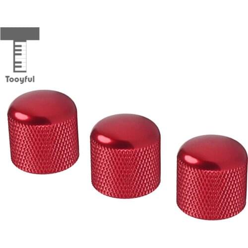 Tooyful 3 Pieces Guitar Volume Control Tone Knob for Electric Guitar/Bass Red