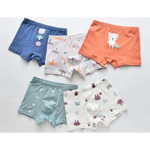 5Pcs/lot Girls Boys Cotton Boxer Briefs Girl Panties Boys Boxer Shorts Childrens Panties Kids Underwear For 4-14 Years BU056