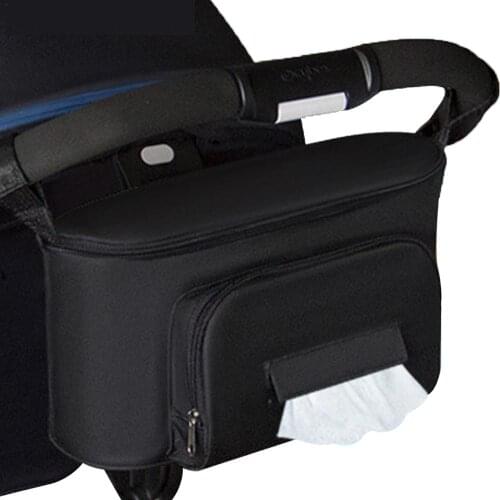 Universal Stroller Organizer Travel Bag with Shoulder Strap Insulated Bottle Holder Storage Pockets for Bottles Diapers Toys