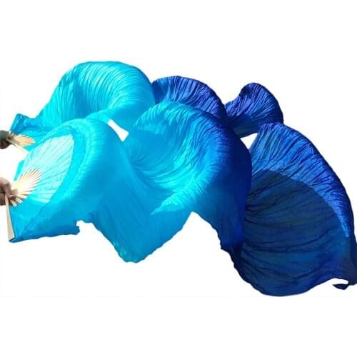 100% Real Silk/Imitation Silk Belly Dance Fan Belly Dance Accessory Handmade Dyed Silk Dance Veil 1 Pair High Quality Silk Fans