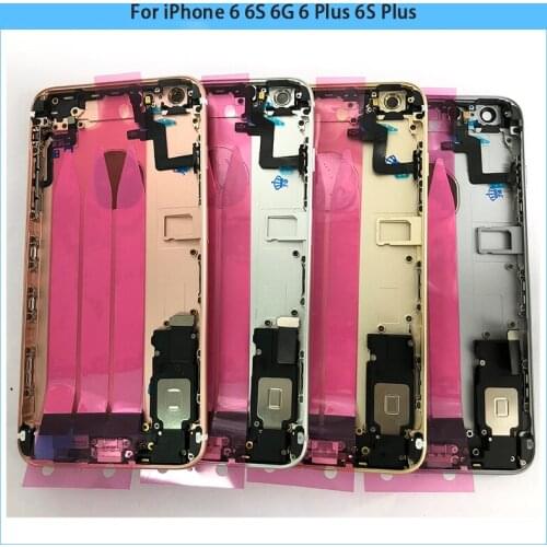 For iPhone 6 6S 6G 6 Plus 6S Plus Battery Back Cover Rear Door Middle Frame Full Housing Case+Flex Cable Part Sim Tray Side Key