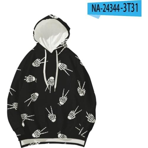 S-6XL Halloween Funny Skull Print Fleece Tops Ladies Hoodies Autumn Long Sleeve Casual Loose Oversized O-neck Women Sweatshirts