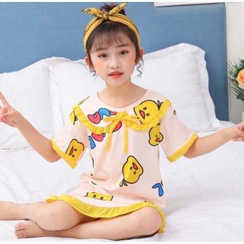 Girls Nightgowns Kids Nightdress Baby Sleepwear Summer Sleeing Dress For Girl Home Clothes Mother Kids Night Dress Cute Pajamas