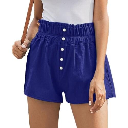 Women Shorts A-line Wide Leg Summer Solid Color High Waist Buttons Shorts Femme Casual Loose Street Plus Size Shorts Clothes