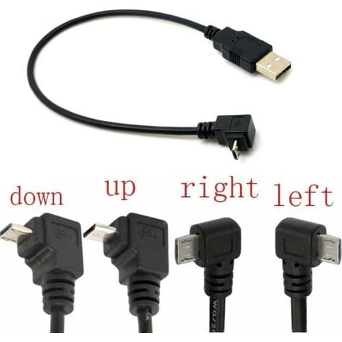 1PC 27cm Right Angle USB 2.0 Male to 90 Degree Left Micro Converter Pin USB Cable Connector Male Adapter 5 Cord Angle F0N3